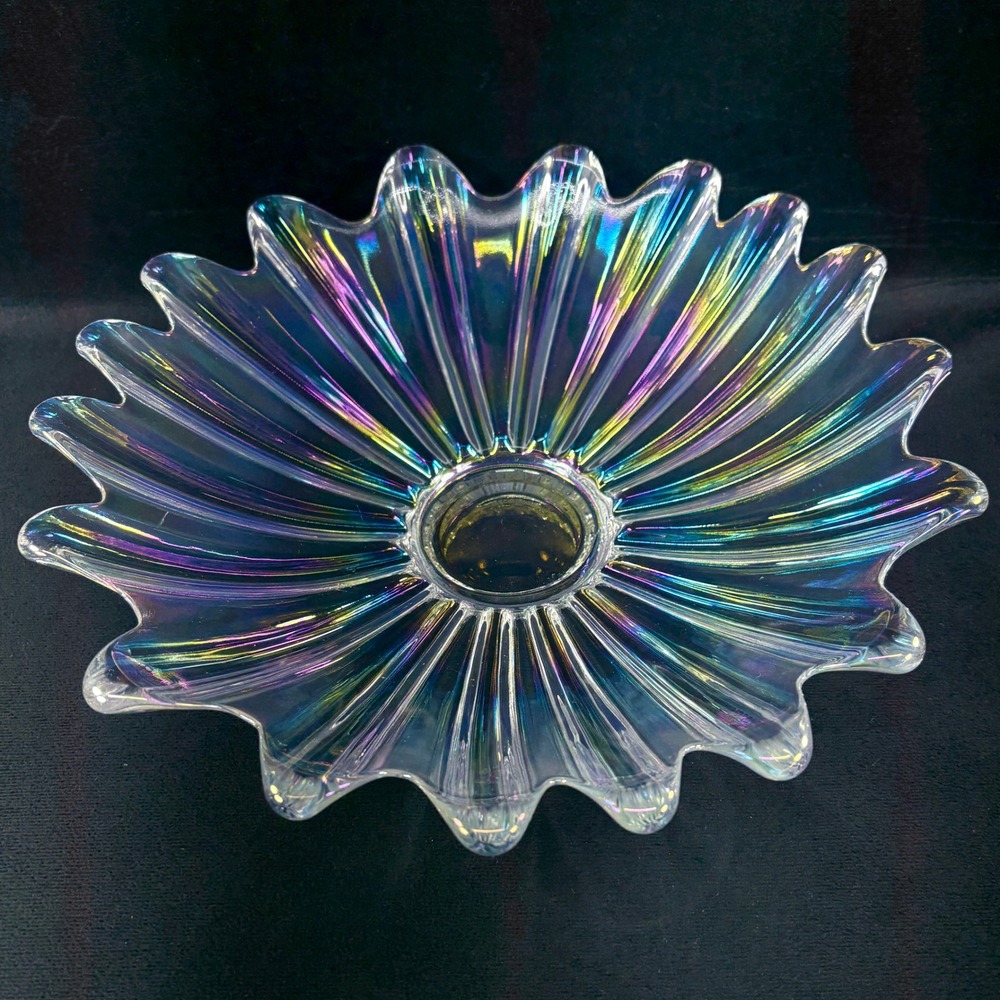 Vintage Federal Glass Celestial‎ Bowl Art Glassware Iridescent 11.5 Inches
